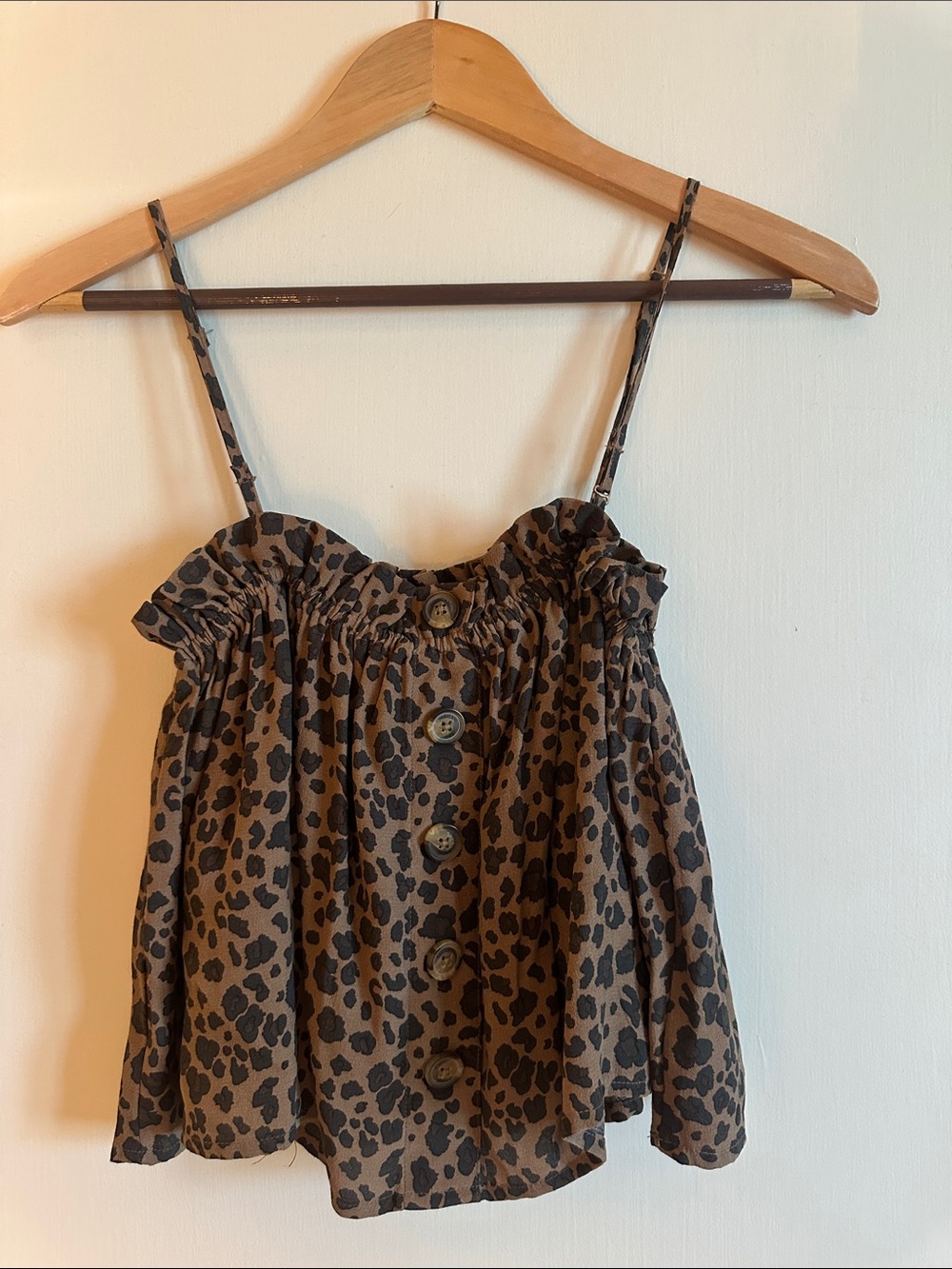 American Eagle Outfitters Brown Leopard Print Spaghetti Strap Top